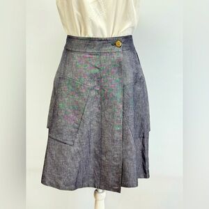 POSTMARK for ANTHROPOLOGIE Gray chambray wrap skirt size 4